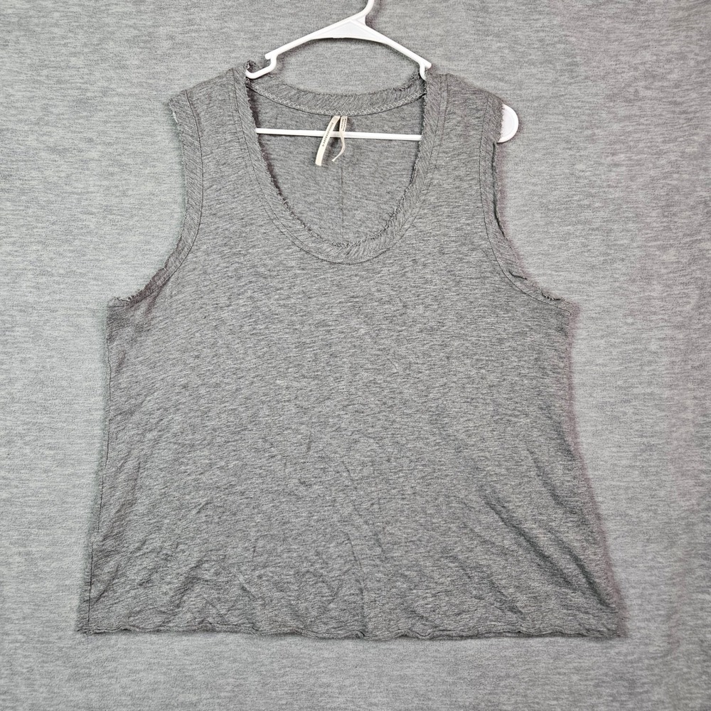 Anthropologie Gray Raw Edge Cotton Tank Top Sleeveless Muscle Tee XL OB1133149